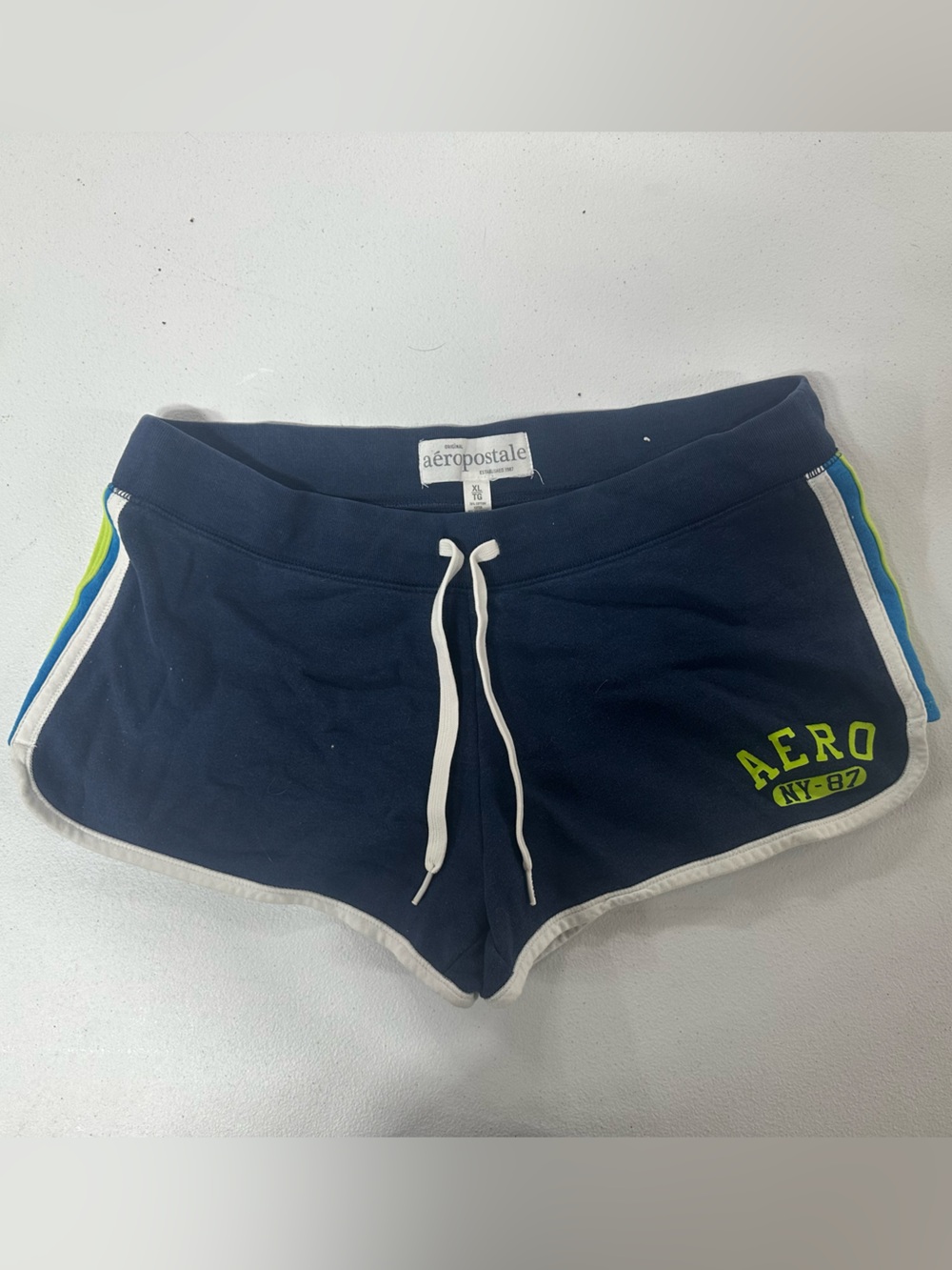 Aeropostale Navy Shorts with Neon Green Trim